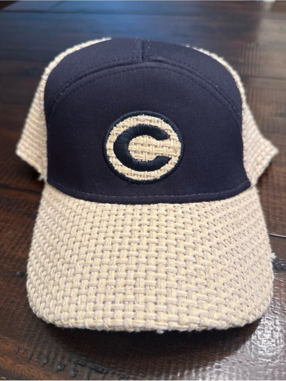 Daniel Cremieux Straw-Look Cap with Navy Trim